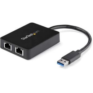 USB32000SPT StarTech.com Dual USB 3.0 Gigabit Ethernet Adapter with USB Port